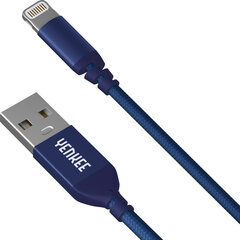 Плетеный кабель YENKEE, 2.0 USB A - Lightning, сертифицированный MFi, 480 Мбит/с, 5В/2.4A, 10Вт, 1м, алюминиевый корпус, фиолетовый цена и информация | Кабели для телефонов | pigu.lt