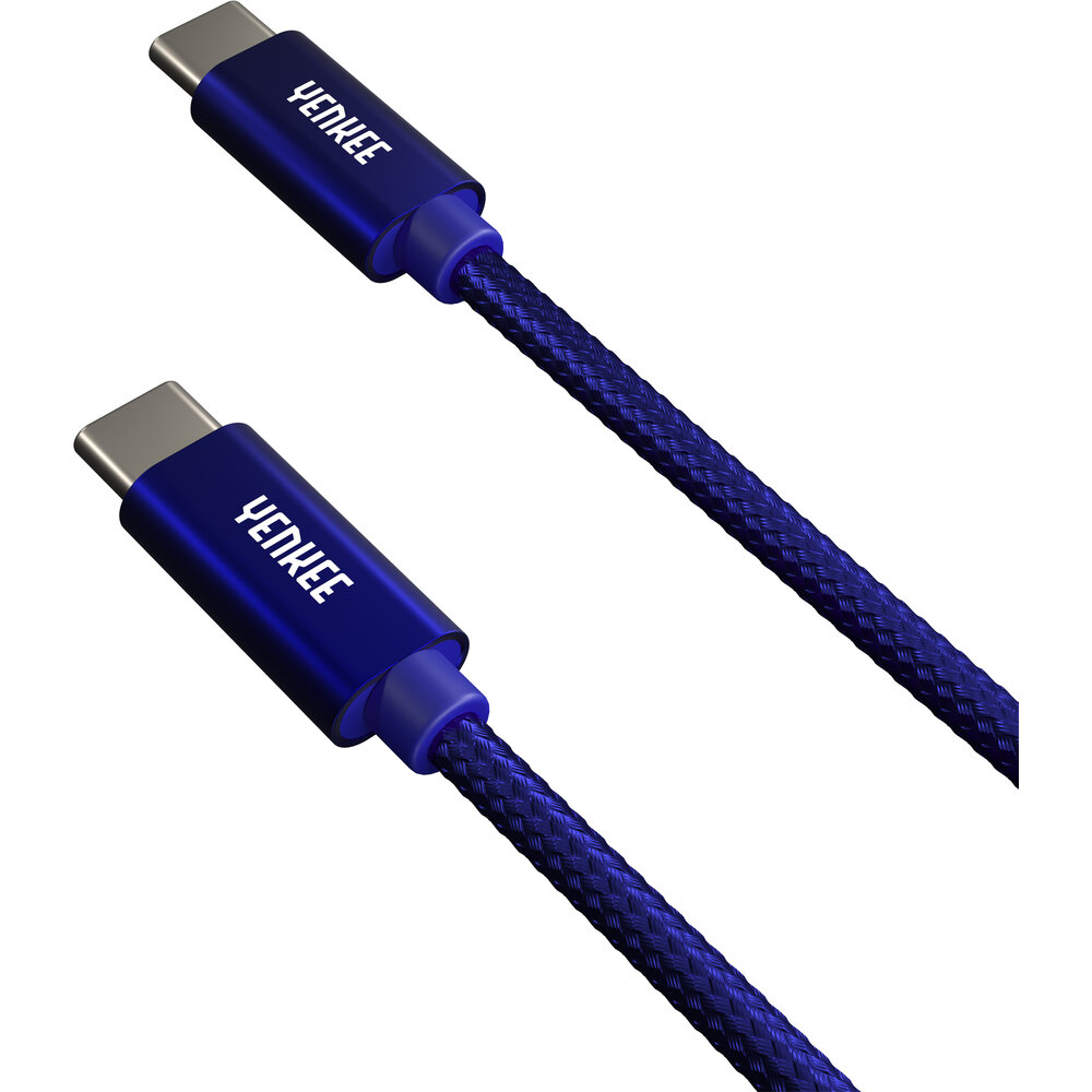 Pintas laidas YENKEE, 2.0 USB C - USB C, 480 Mbps, 20V/3A, 60W, 2m, aliuminio korpusas, mėlynas kaina ir informacija | Laidai telefonams | pigu.lt