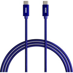 Плетеный кабель YENKEE, 2.0 USB C - USB C, 480 Мбит/с, 20 В / 3 А, 60 Вт, 1 м, алюминиевый корпус, синий цена и информация | Кабели для телефонов | pigu.lt