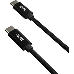 Pintas laidas YENKEE, 2.0 USB C - USB C, 480 Mbps, 20V/3A, 60W, 2m, aliuminio korpusas, juodas kaina ir informacija | Laidai telefonams | pigu.lt