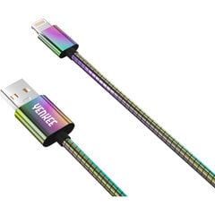 Стальной кабель YENKEE, 2.0 USB A - Lightning, сертифицированный MFi, 480 Мбит/с, 5 В/2,4 А, 10 Вт, 1 м, алюминиевый корпус, белый цена и информация | Кабели для телефонов | pigu.lt