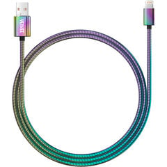 Стальной кабель YENKEE, 2.0 USB A - Lightning, сертифицированный MFi, 480 Мбит/с, 5 В/2,4 А, 10 Вт, 1 м, алюминиевый корпус, белый цена и информация | Кабели для телефонов | pigu.lt