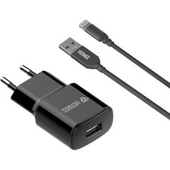 Зарядное устройство YENKEE, USB-A, 12 Вт+ lightning 2,4 А, 1 м цена и информация | Зарядные устройства для телефонов | pigu.lt