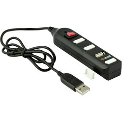 USB-концентратор YENKEE YHB 4002BK, USB A - 4x USB 2.0, On/Off, 0,6 м цена и информация | Адаптеры, USB-разветвители | pigu.lt