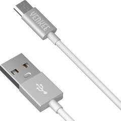 YENKEE, 2.0 USB A - micro USB (USB B), 480 Mbps, 2.1A, 2m, aliuminio korpusas, baltas/juodas kaina ir informacija | Laidai telefonams | pigu.lt