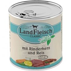 LandFleisch konservai šunims su jaučių širdimis ir ryžiais, 800 g. цена и информация | Консервы для собак | pigu.lt