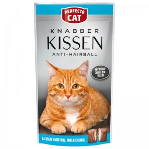 Perfecto Cat Anti Hairball traškios pagalvėlės katėms su įdaru, skatinančios plaukų pasišalinimą 50g цена и информация | Skanėstai katėms | pigu.lt