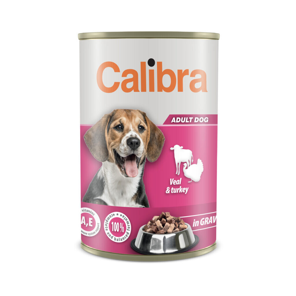Calibra konservai šunims su veršiena ir kalakutiena padaže, 1250 g. цена и информация | Konservai šunims | pigu.lt
