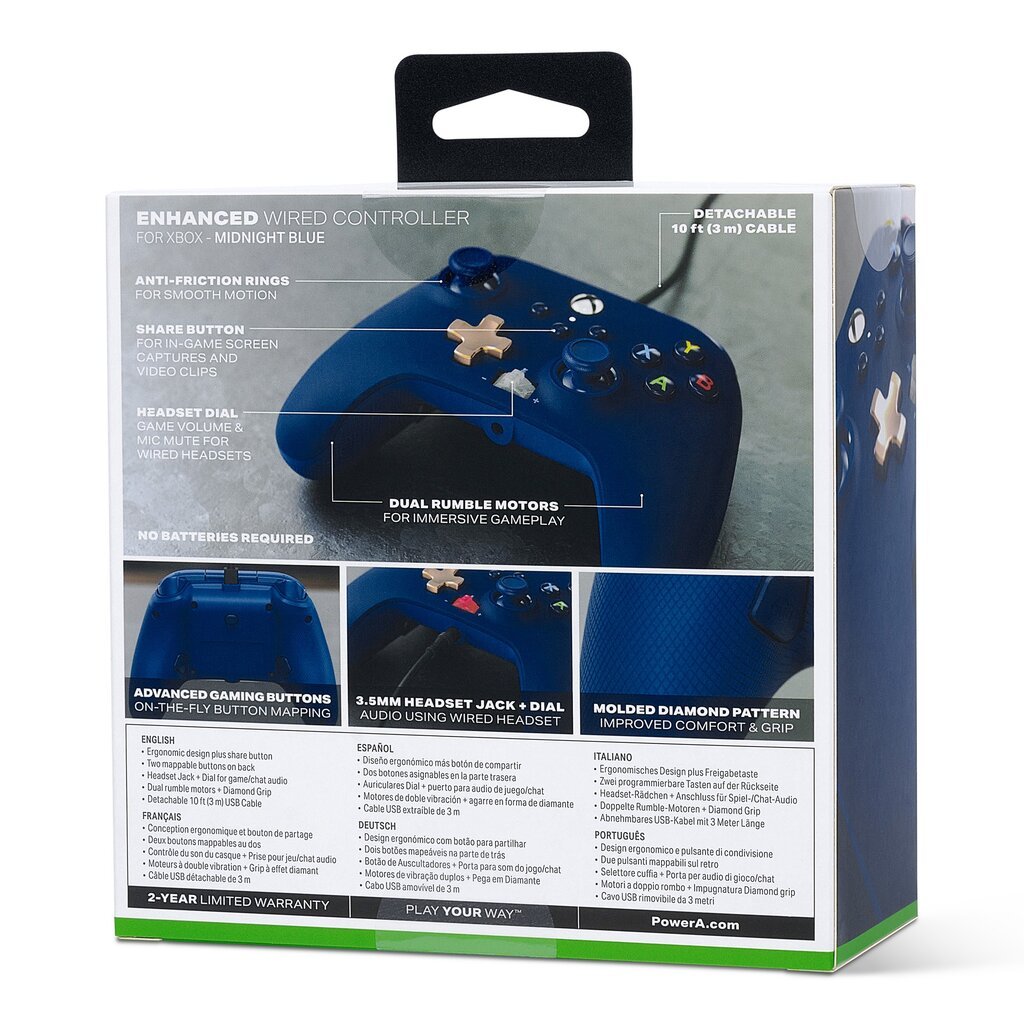 PowerA Midnight Edition, Xbox Series X/S & Xbox One kaina ir informacija | Žaidimų pultai  | pigu.lt