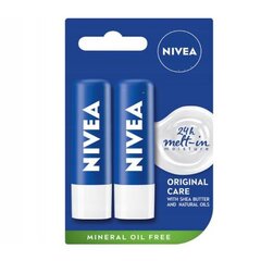 Защитный бальзам для губ Nivea Original Care Lip, 2 х 5,5 мл цена и информация | Помады, бальзамы, блеск для губ | pigu.lt