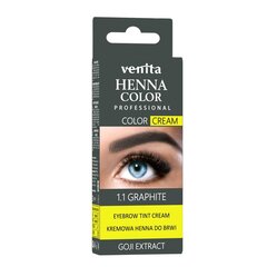 Хна для бровей и ресниц Venita Henna Color Cream, 1.1 графит, 30г цена и информация | Карандаши, краска для бровей | pigu.lt