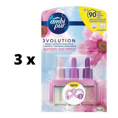 Сменный электрический освежитель воздуха Ambi Pur 3volution Flowers & Spring, 20 мл х 3 шт. упаковка цена и информация | Освежители воздуха | pigu.lt