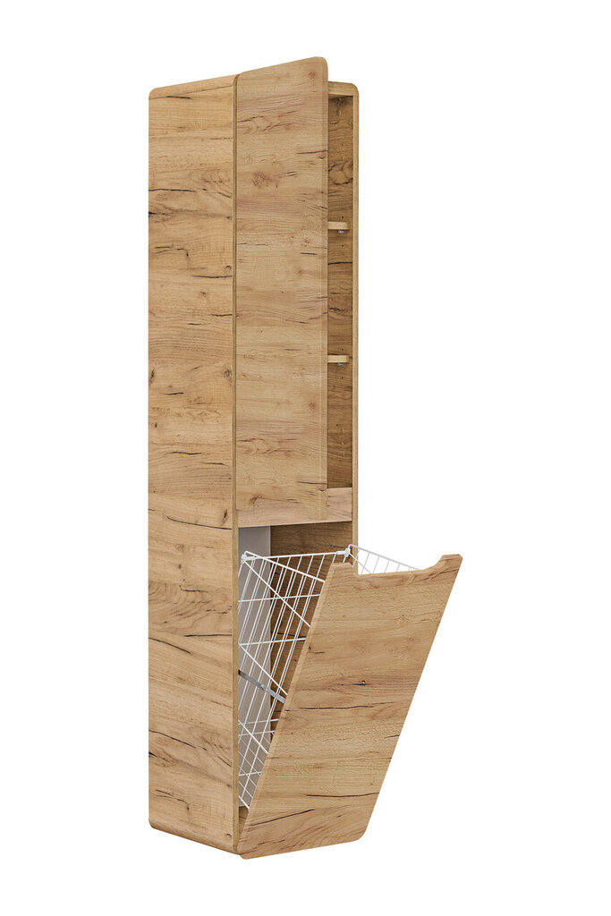 Aukšta kabanti spintelė su skalbinių dėže ARUBA CRAFT, 35 cm kaina ir informacija | Vonios spintelės | pigu.lt