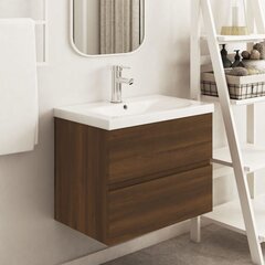 Spintelė praustuvui, ruda ąžuolo, 60x38,5x45cm, mediena цена и информация | Шкафчики для ванной | pigu.lt