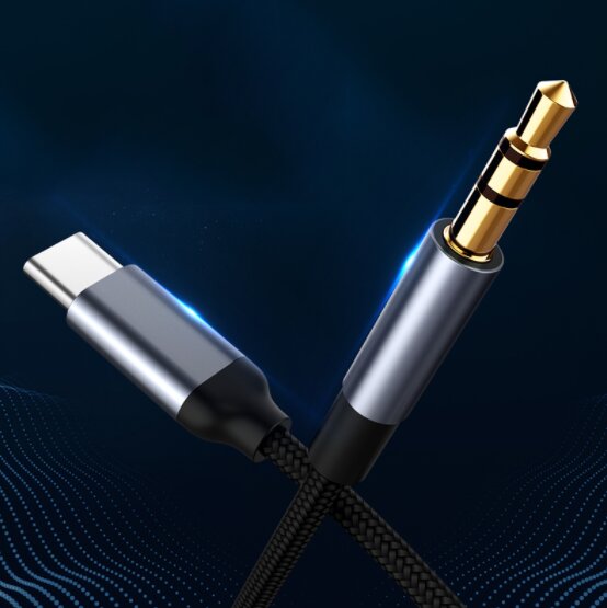 KABELIO DAPTONAS USB-C mini jack 3,5 mm AUX DAC 1,5 m kaina ir informacija | Adapteriai, USB šakotuvai | pigu.lt