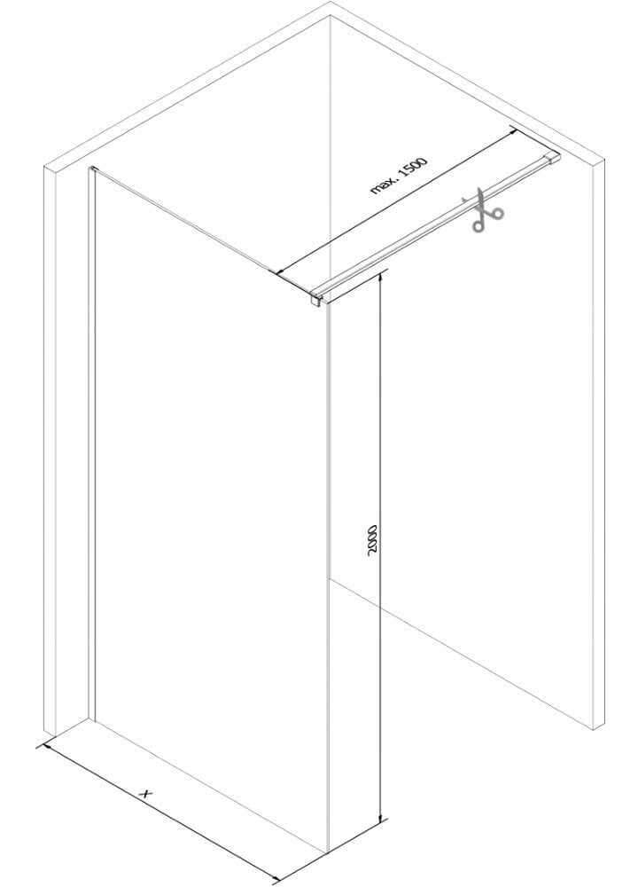 Walk-in dušo sienelė Mexen Kioto, white/matinis stiklas, 70,80,90,100,110,120x200 cm цена и информация | Dušo durys ir sienelės | pigu.lt