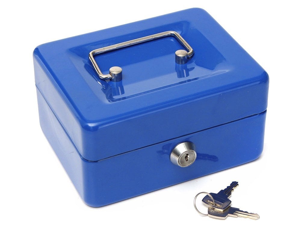 Metalinis seifas dėžutė 15x12x8, mėlynas kaina ir informacija | Seifai | pigu.lt