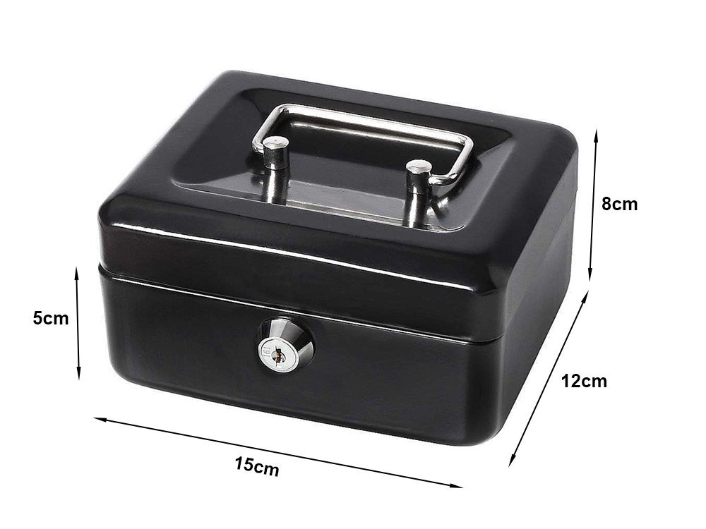 Metalinis seifas dėžutė 15x12x8, juodas kaina ir informacija | Seifai | pigu.lt