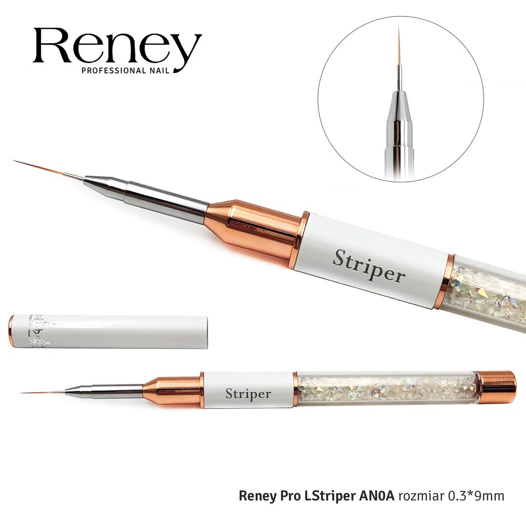 Reney Pro Striper AN0A 0,3*9 mm šepetėlis papuošimams цена и информация | Manikiūro, pedikiūro priemonės | pigu.lt