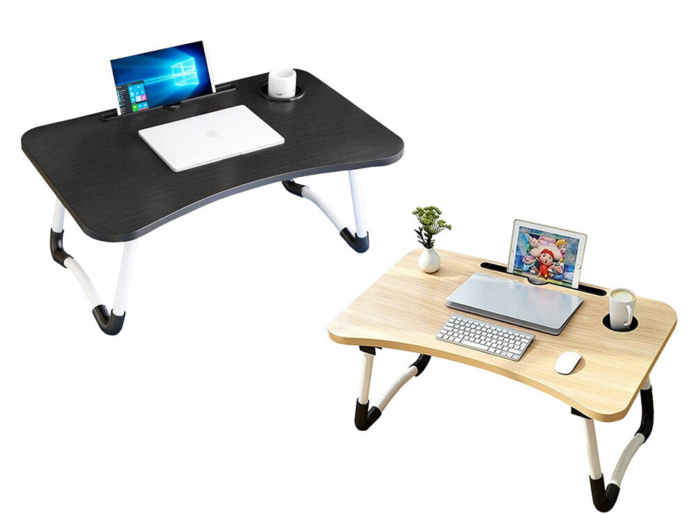 Sulankstomas nešiojamojo kompiuterio stalas, juodas kaina ir informacija | Kompiuteriniai, rašomieji stalai | pigu.lt