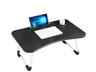 Sulankstomas nešiojamojo kompiuterio stalas, juodas kaina ir informacija | Kompiuteriniai, rašomieji stalai | pigu.lt