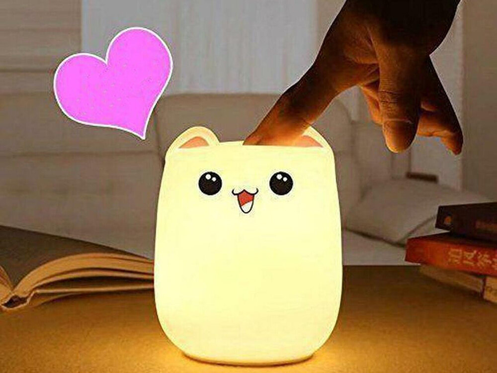 Vaikiška naktinė lemputė su pulteliu, katė цена и информация | Vaikiški šviestuvai | pigu.lt