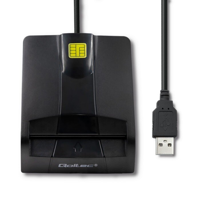 Qoltec Išmanusis išmanusis ID kortelių skaitytuvas, USB tipas C kaina ir informacija | Išmanioji technika ir priedai | pigu.lt
