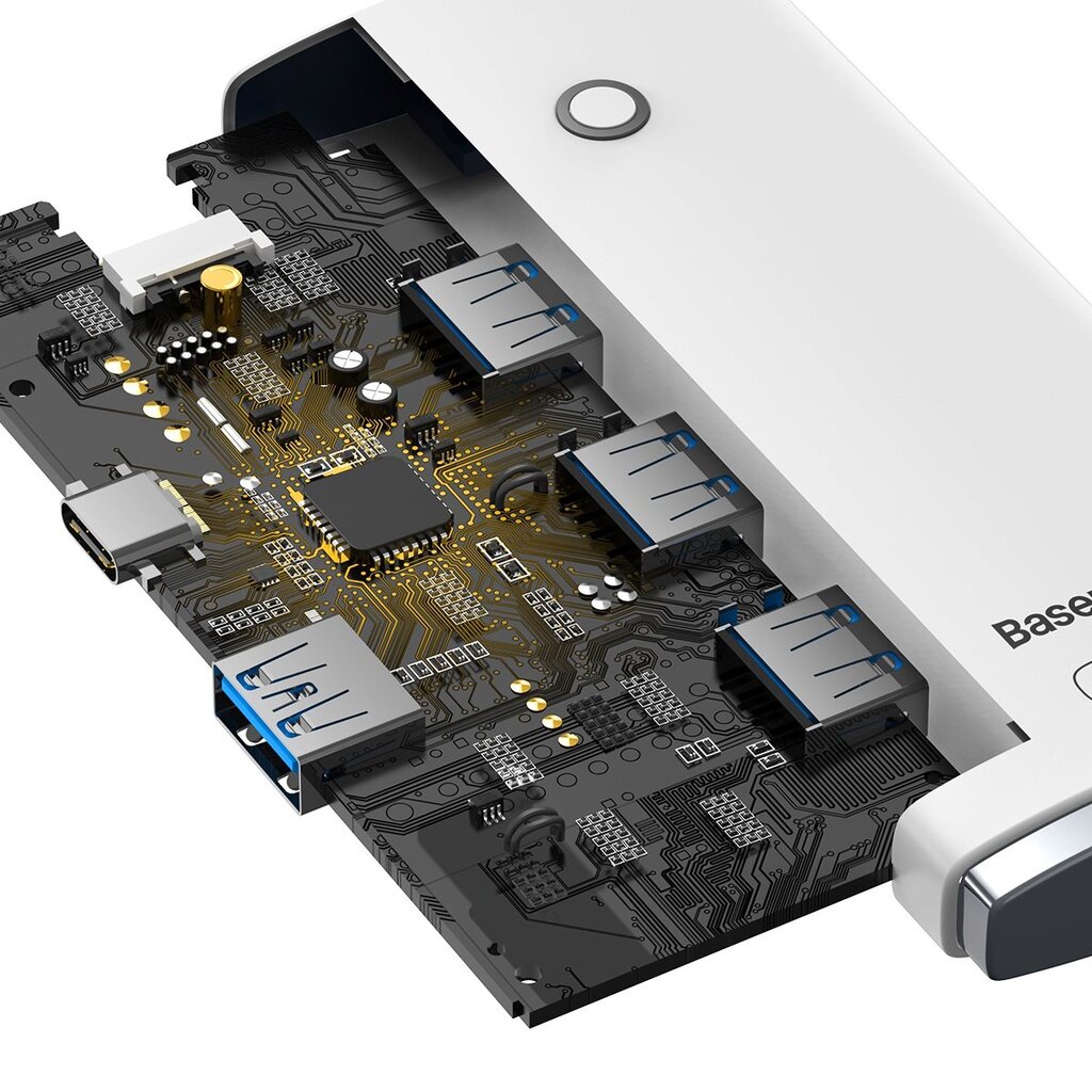 Baseus Lite Series HUB USB adapter - 4x USB 3.0 2m white (WKQX030202) kaina ir informacija | Adapteriai, USB šakotuvai | pigu.lt