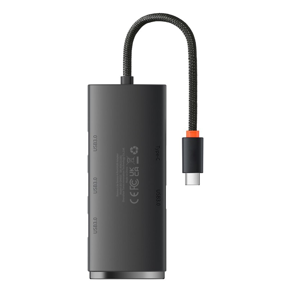 Baseus Lite Series HUB USB Type C adapter - 4x USB 3.0 25cm black (WKQX030301) цена и информация | Adapteriai, USB šakotuvai | pigu.lt