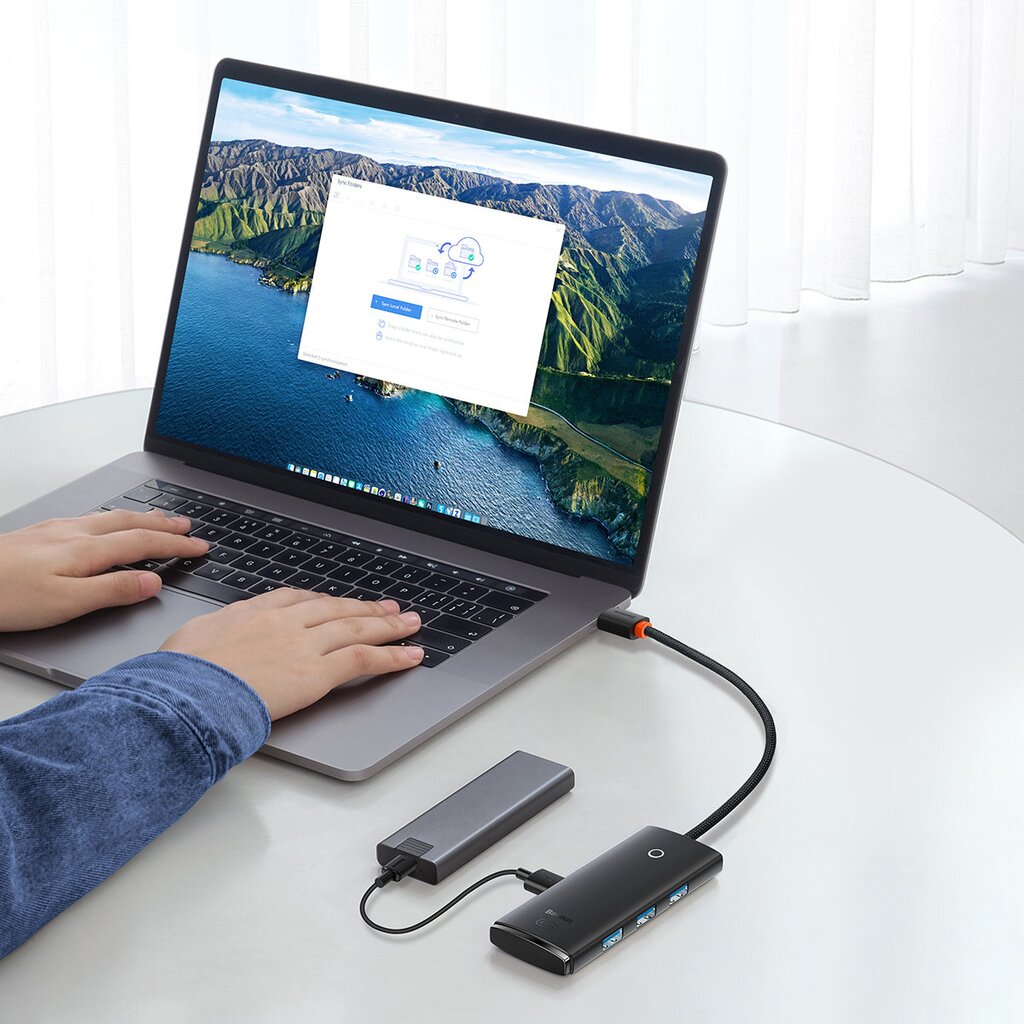 Baseus Lite Series HUB USB Type C adapter - 4x USB 3.0 25cm black (WKQX030301) цена и информация | Adapteriai, USB šakotuvai | pigu.lt