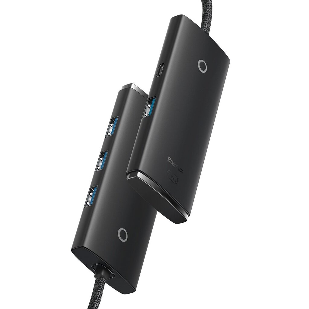 Baseus Lite Series HUB USB Type C adapter - 4x USB 3.0 25cm black (WKQX030301) kaina ir informacija | Adapteriai, USB šakotuvai | pigu.lt