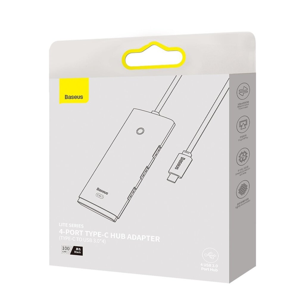 Adapteris Baseus Lite Series USB Type C, 4x USB 3.0, 1 m kaina ir informacija | Adapteriai, USB šakotuvai | pigu.lt