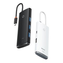 Кабель Baseus Lite Series adapter HUB USB Type C - HDMI / 4x USB 3.0, 20 см, black (WKQX040001) цена и информация | Адаптеры, USB-разветвители | pigu.lt