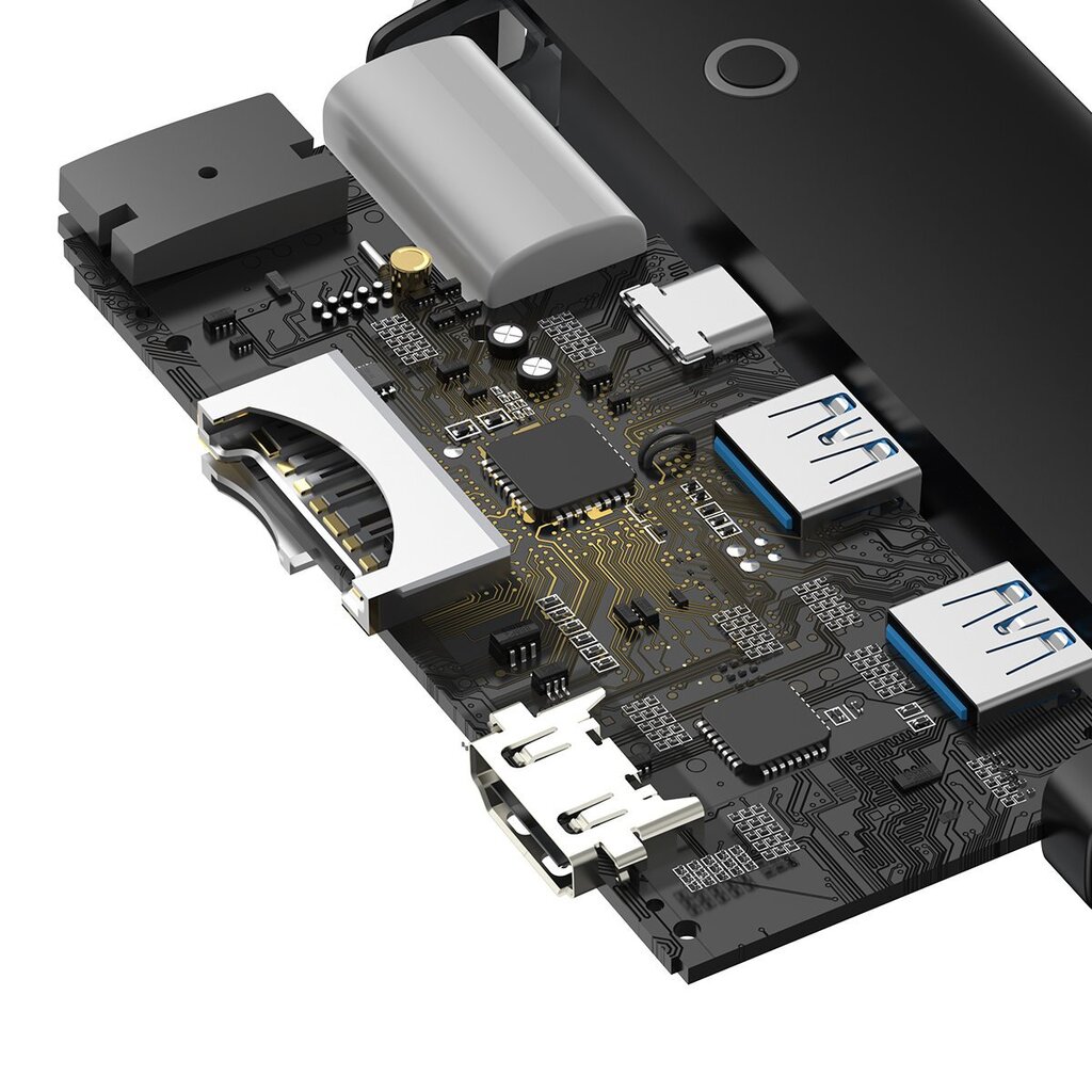 Adapteris Baseus Lite Series USB Type C - 2 x USB 3.0 / USB Type C PD / HDMI 1,4 / SD / TF kaina ir informacija | Adapteriai, USB šakotuvai | pigu.lt