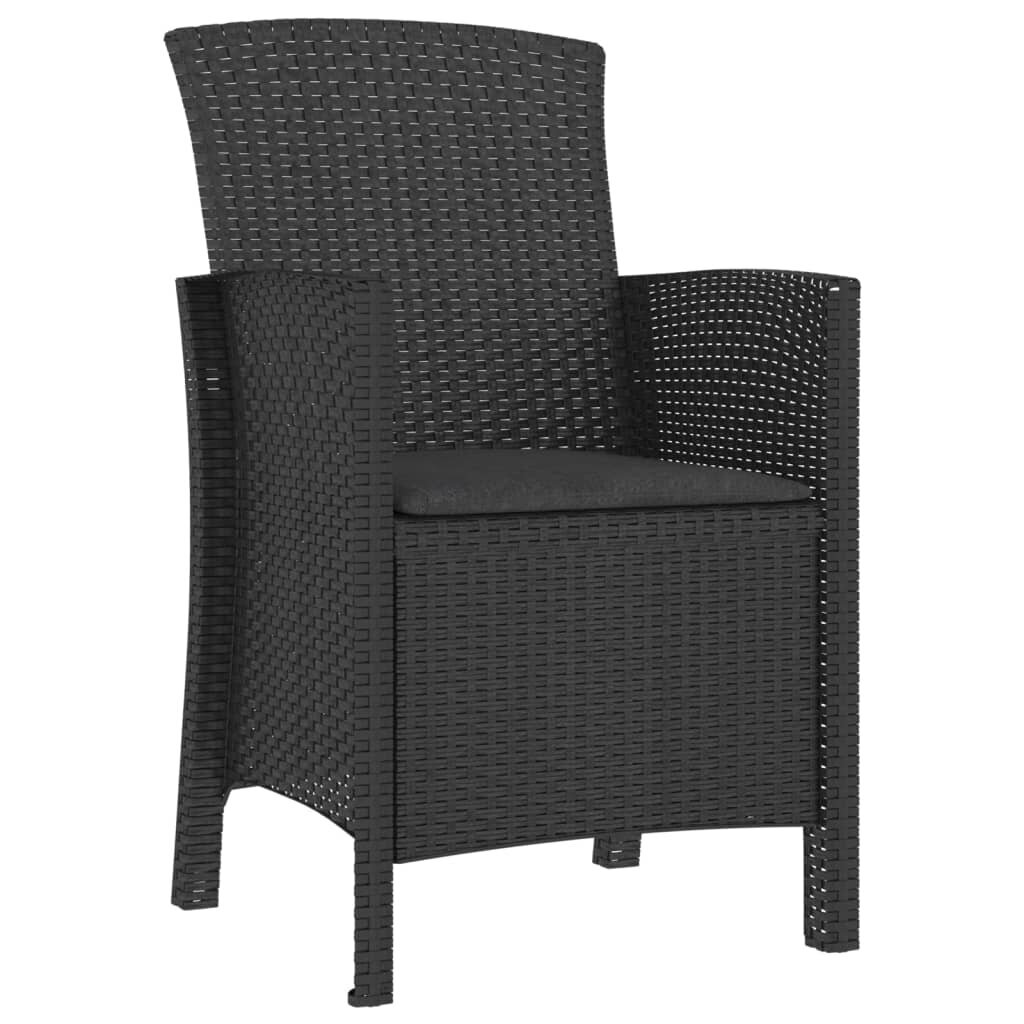Sodo kėdės su pagalvėlėmis, 2vnt., grafito spalvos, pp ratanas kaina ir informacija | Lauko kėdės, foteliai, pufai | pigu.lt