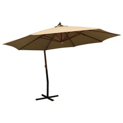 Pakabinamas skėtis su mediniu stulpu, taupe spalvos, 350cm kaina ir informacija | Skėčiai, markizės, stovai | pigu.lt