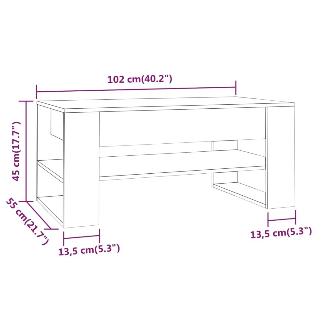 Kavos staliukas, baltas, 102x55x45cm, apdirbta mediena цена и информация | Kavos staliukai | pigu.lt
