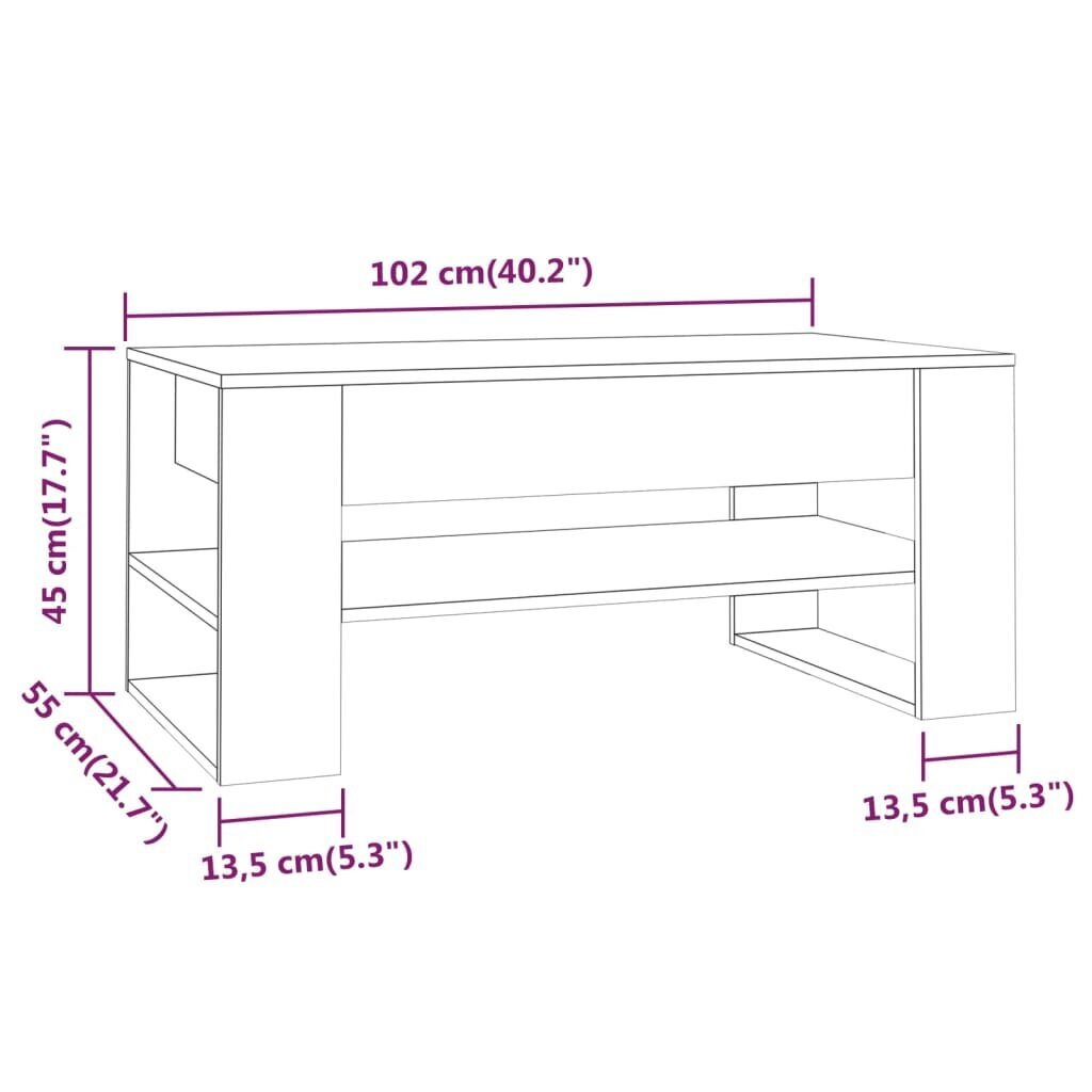 Kavos staliukas, baltas, 102x55x45cm, apdirbta mediena, blizgus цена и информация | Kavos staliukai | pigu.lt