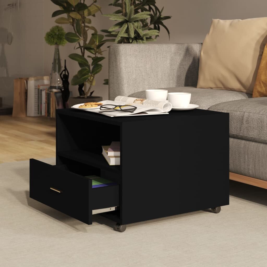 Kavos staliukas, juodas, 55x55x40cm, apdirbta mediena kaina ir informacija | Kavos staliukai | pigu.lt