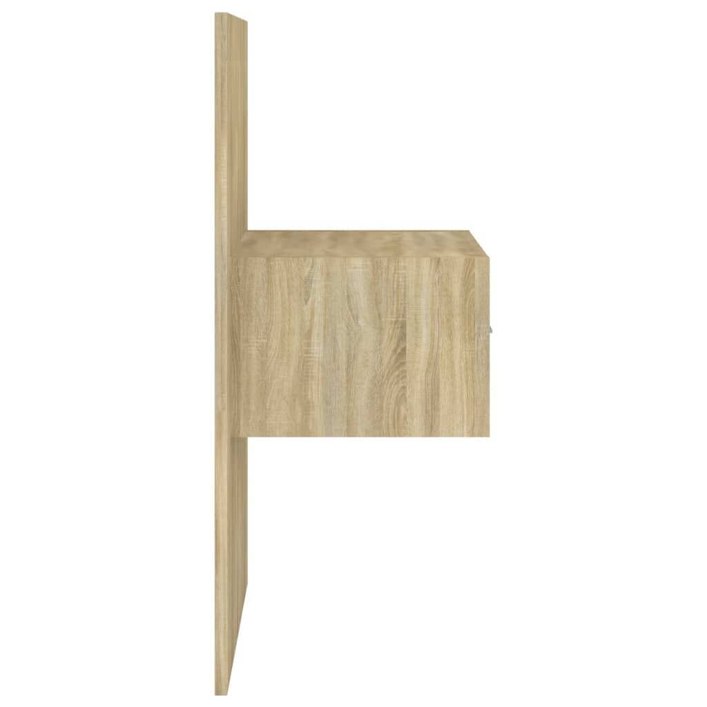 Sieninė naktinė spintelė, ąžuolo spalvos, apdirbta mediena цена и информация | Spintelės prie lovos | pigu.lt