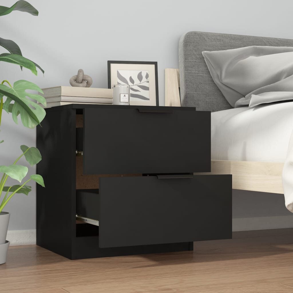 Naktinė spintelė, juoda, apdirbta mediena kaina ir informacija | Spintelės prie lovos | pigu.lt