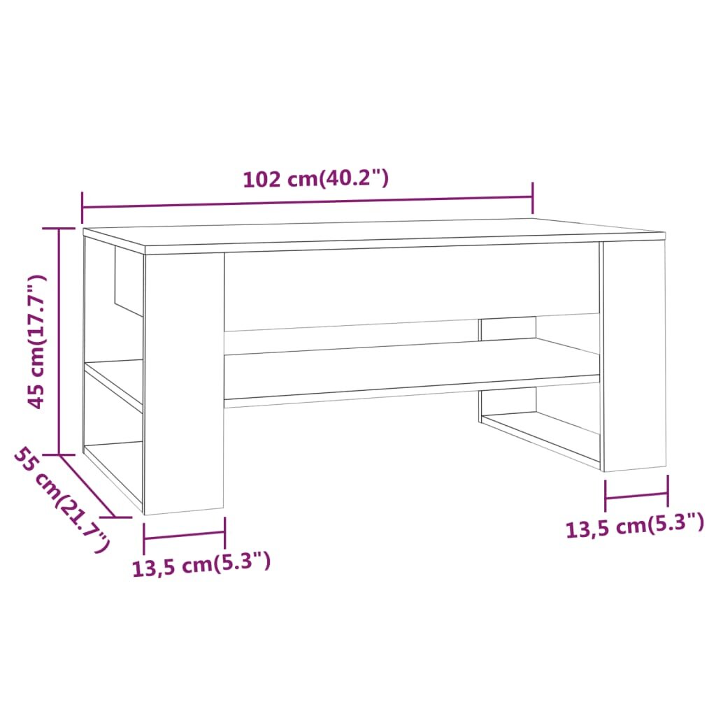 Kavos staliukas, juodas, 102x55x45cm, apdirbta mediena kaina ir informacija | Kavos staliukai | pigu.lt