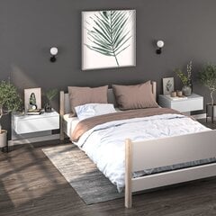 Sieninės naktinės spintelės, 2vnt., baltos, mediena, blizgios kaina ir informacija | Spintelės prie lovos | pigu.lt
