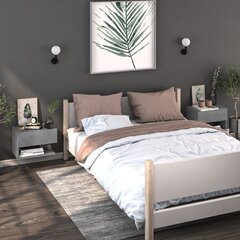 Sieninės naktinės spintelės, 2vnt., betono pilkos, mediena kaina ir informacija | Spintelės prie lovos | pigu.lt