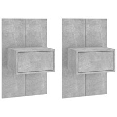Sieninės naktinės spintelės, 2vnt., betono pilkos, mediena цена и информация | Прикроватные тумбочки | pigu.lt