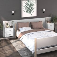 Sieninė naktinė spintelė, balta, apdirbta mediena, blizgi kaina ir informacija | Spintelės prie lovos | pigu.lt