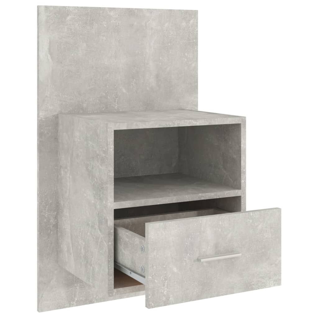 Sieninė naktinė spintelė, betono pilka, apdirbta mediena kaina ir informacija | Spintelės prie lovos | pigu.lt
