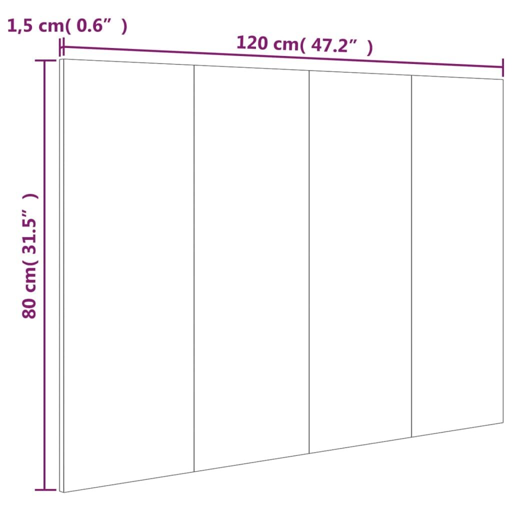 Lovos galvūgalis, betono pilkas, 120x1,5x80cm, apdirbta mediena kaina ir informacija | Lovos | pigu.lt