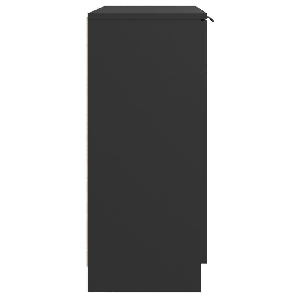 Šoninė spintelė, juodos spalvos, 60 x 30 x 70 cm, apdirbta mediena kaina ir informacija | Svetainės spintelės | pigu.lt