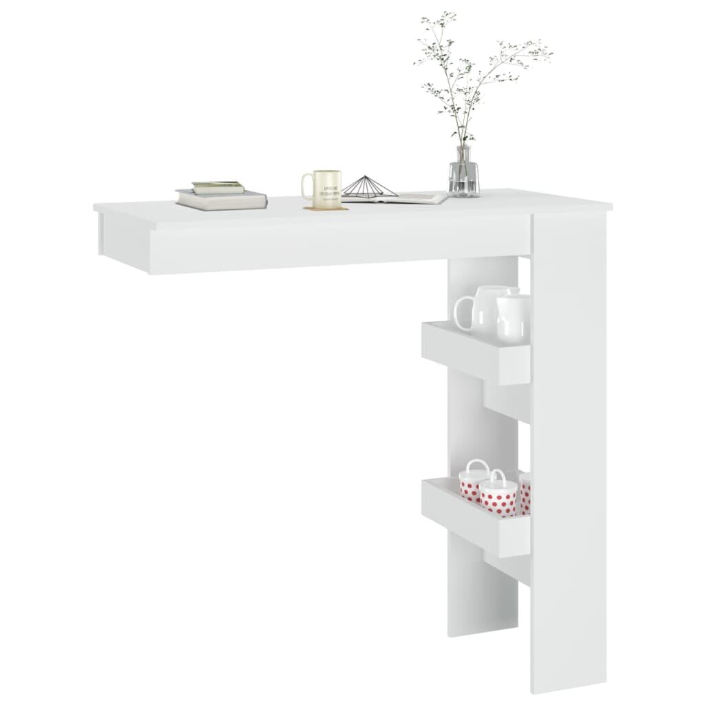 Sieninis baro staliukas, baltas, 102x45x103,5cm, mediena цена и информация | Virtuvės ir valgomojo stalai, staliukai | pigu.lt